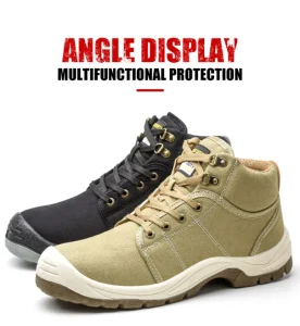 Men’s Custom Mid Cut Canvas Upper Safety Work Shoes Black Steel Toe Sneakers for Winter Construction Light Weight Spring Autumn