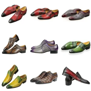 Men’s Customized Oxford Loafer Slip-On Pointed Toe Shoes Fashion Classic Business Genuine Leather Autumn Dress