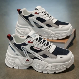 Men’s Dad Shoes New Summer Collection Versatile Casual Running Shoes Thick-Sole Mesh Lining Fashion Trend Soft Sneakers