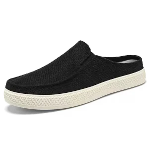 Men’s Denim Stretch Fabric Upper Anti Slip Breathable Comfort Soft Rubber Sole Slip On Height Increasing All Seasons Walking