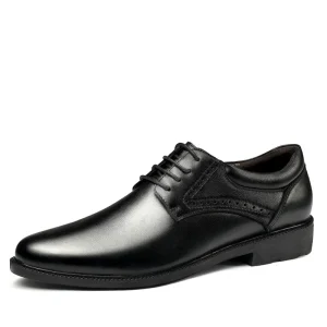 Men’s Derby Dress Uniform Oxford Shoes Brogue Shoes Internal Height Increasing Thick Sole Platform Low top Genuine Cow Leather