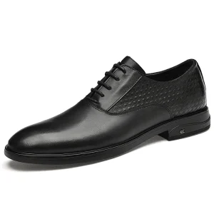 Men’s Derby Dress Uniform Oxford Shoes Lace up Fashion Wipe Colour Embossed Genuine Cow Leather Formal Pointed Toe Business