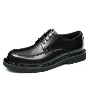 Men’s Derby Shoes Breathable Non-slip Round Toe Business Casual Oversized Genuine Leather with Rubber Outsole