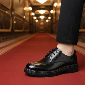 Men’s Derby Shoes Spring New Business Dress Big Head Thick Bottom Height Increasing Suit Shoes Daily Work Shoes
