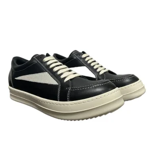 Men’s Designer Low Top Sneaker in Black Lace Up Genuine Leather Casual Flat Shoe