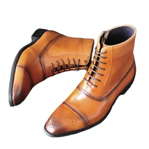 Men’s Dress Boots Pointed Toe Fashion Business Wedding Shoes Genuine Leather Lining Comfortable Ankle Height