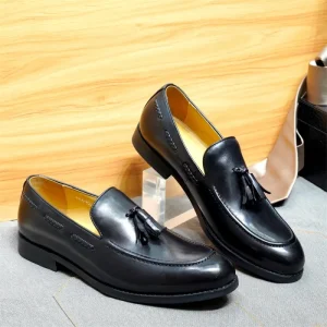 Men’s Dress Genuine Leather Shoes Breathable Slip-on Fashion Man Shoes Formal Business Casual Holiday Party Office Formal Shoes
