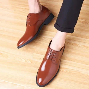 Men’s Dress PU Leather Shoes Designer Style Business Formal Shoes Korean English Wedding Shoes
