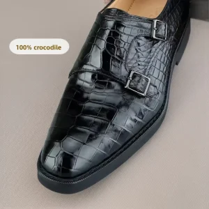 Men’s Dress Shoes 100% for Skin Light Luxury High end Genuine Business Casual All match Breathable Durable Buckle Strap