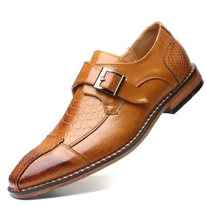 Men’s Dress Shoes Buckle Business Skyle Oxfords Formal Leather Shoes Elegant Wedding Loafers