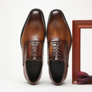 Men’s Dress Shoes Comfortable Classic Solid Lace-up Pointed Toe Design Breathable for Autumn for Office Wedding