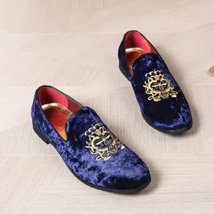 Men’s Dress Shoes Embroidered Slip On Lightweight Rubber Insole Spring Weddings