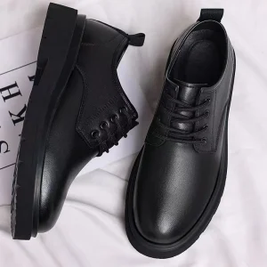 Men’s Dress Shoes Formal Black Lace up Loafers Big-Toe Lace-Up Soft Soles & Non-Slip Design Business Casual Spring