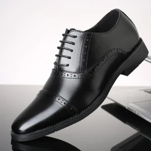 Men’s Dress Shoes Formal Fashion Elegant Wedding PU Leather Shoes Business Office Flats Oxfords