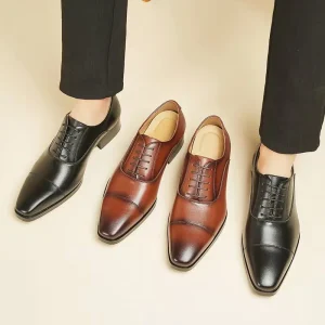 Men’s Dress Shoes Leather Captoe Oxford Shoes Round Toe Comfortable Everyday Use Office Meetings Business Oxford Shoes Available