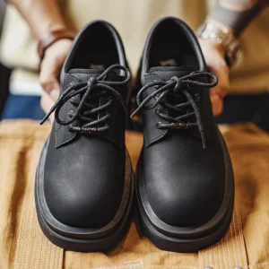 Men’s Dress Shoes, Oxford Derby Shoes, Chunky Height Increasing, Round Toe, Casual Commuter Shoes