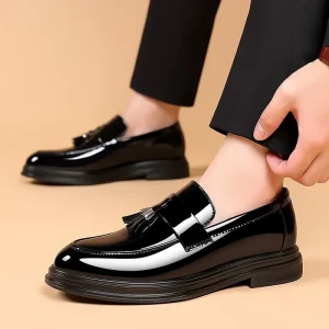 Men’s Dress Shoes PU Black Large Size Breathable Solid Casual Soft Rubber Sole Business Formal Wear Wedding Groom Autumn