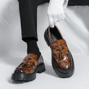 Men’s Dress Shoes Size 38-46 Oxfords Men’s Tassel Slip on Loafers Shoes Leather Oxfords Shoes for Men