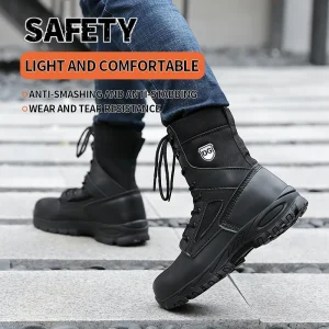 Men’s Durable Safety Boots Steel Toe Microfiber Upper PU Sole Breathable Comfortable Protective Working Boots