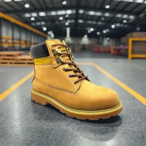 Men’s Durable Steel Toe Leather Safety Shoes Work Boots for Factory Work and Protective Purpose