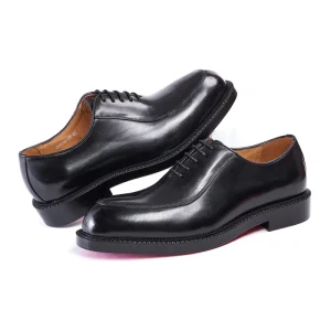 Men’s Elegant Formal Dress Shoes Hand Printed Oxford Leather Business Social Lace up Red Sole