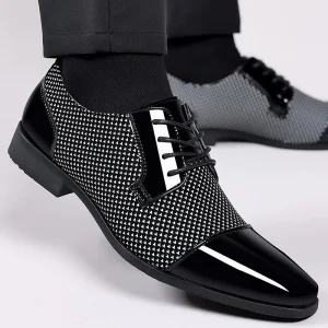 Men’s Embroidered Lightweight Dress Shoes Oxfords Formal Business Wedding Autumn PU Leather Platform Office