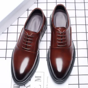 Men’s Executive Square Toe Leather Dress Shoes Lightweight Office Career Sizes 38-48
