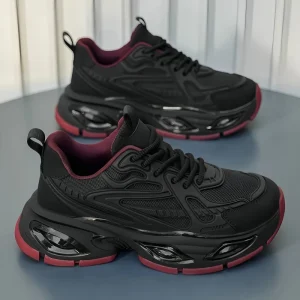 Men’s Fashion Breathable Trendy Versatile Thick Bottom Heightening Running Casual Slip On Square Toe Shoes