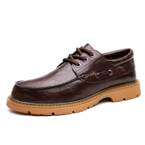 Men’s Fashion Leather Shoes Comfortable Non Slip Wear Resistant Sneaker Casual Walking Footwear