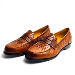 Men’s Fashion Loafers Handmade Snake Pattern Leather Driving Footwear Comfortable Flat Daily Casual Shoes Rubber Bottom