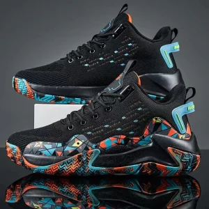 Men’s Fashion Sneakers Breathable Mesh Basketball Shoes Non Slip Soft Sole Casual Athletic Walking Shoes Men