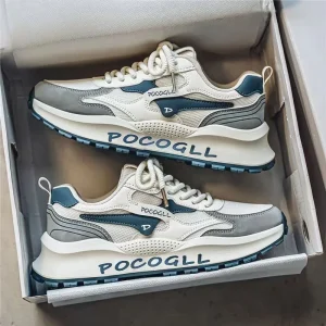Men’s Fashion Sneakers Comfortable Lace-Up Sports Shoes Mesh Upper Lining New Toe Style for Daily Use Summer Sports Zapatillas
