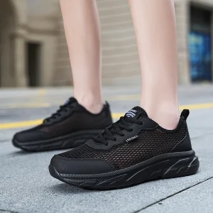 Men’s Fashion Sports Shoes Large Size Lightweight Breathable Mesh Upper Soft Running Lace Up Design PU Insole for Summer Walking