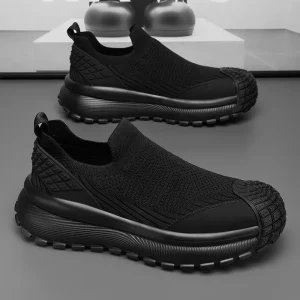 Men’s Fashion Trend Breathable Anti Slippery Black Walking Shoes MD Outsole for Spring Autumn Summer