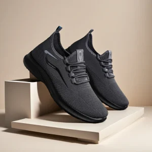 Men’s Fashion Trend Sports Mesh Grid Breathable Soft Lace Up Casual Walking Running Shoes Carbon Plate Summer Rubber