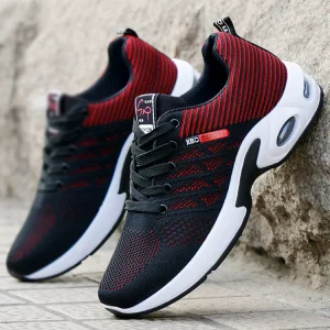 Men’s Fashion Trend Summer Breathable Mesh Upper Lace-Up Running Sneakers Plus Size Platform Height Shoes