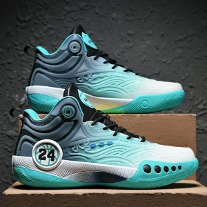 Men’s Fashionable Breathable High Top Basketball Shoes Non Slip Sneakers Wear Resistant Shock Absorbing for Middle School Winter