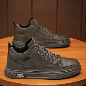 Men’s Fashionable Lace up Walking Board Shoes Comfortable With Solid Color Trend for Season for Daily Wearing