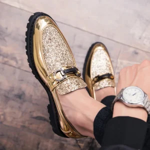 Men’s Fashionable Leather Casual Shoes Slip On Style with Anti Slip Feature Comfortable Office and Walking Shoes