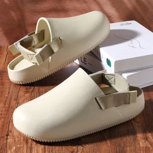 Men’s Fashionable Summer Sandals Closed Solid Color Slip On Thick Bottom Non Slip Wear Resistant Outdoor Beach Slippers