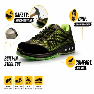 Men’s Fiberglass Toe Comfortable Breathable Wear-Resistant Safety Shoes Shock-Absorbing For Summer Spring Work