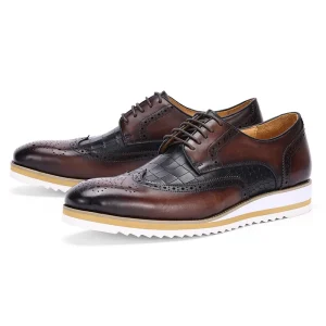 Men’s First Layer Cowhide Leather Shoes British Style Business Wedding Walking Style Autumn Lace Up Fashion Trend