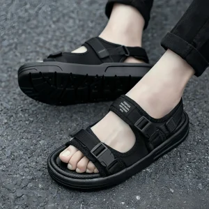 Men’s Fisherman Sandals Summer Large Size Adult Casual Shoes ZIP Closure Floral Pattern Non slip Breathable Beach Sandals