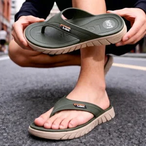 Men’s Flip Flops Trendy Summer Anti-slip Wear-resistant Outdoor Thong Sandals for Beach