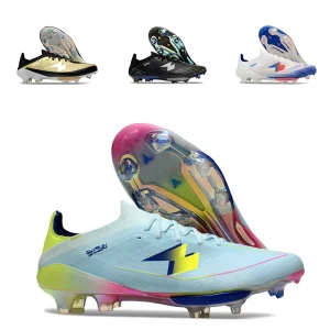 Men’s Football Cleats TPU Upper PVC Midsole Rubber Outsole Durable Colorful Lace Shoes