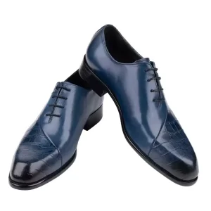 Men’s Formal Dress Shoes Crocodile Pattern Genuine Leather Lace-up Business Wedding Oxford Shoes for Men