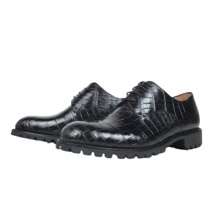 Men’s Formal Lace-ups Wedding Dress Shoes Thick Sole Comfortable Leather Derby Round Toe Anti-Slippery for Spring Summer Autumn