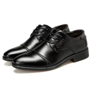 Men’s Formal Oxford Leather Dress Shoes Pointed Toe Embroidered EVA Midsole Rubber Outsole Mesh Lining Lightweight