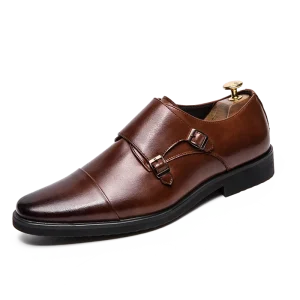 Mens Formal Shoes Double Monk Strap Square Toe Oxfords Fashion Business Dress Shoes Comfortable Casual Party Loafers