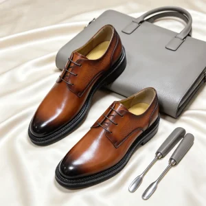 Men’s Formal Shoes Genuine Leather Derby Shoes Wedding Party Formal Platform Leather Shoes